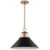 Outpost 1-Light Large Pendant Matte Black with Burnished Brass