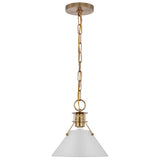Outpost 1-Light Large Pendant Matte White with Burnished Brass - BulbAmerica