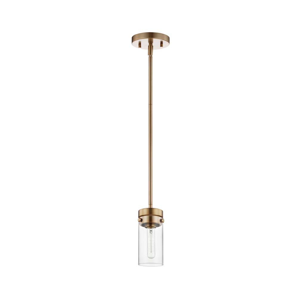 Intersection 1-Light Mini Pendant Burnished Brass with Clear Glass