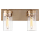Intersection 2-Light Vanity Burnished Brass with Clear Glass - BulbAmerica