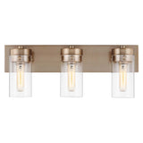 Intersection 3-Light Vanity Burnished Brass with Clear Glass - BulbAmerica