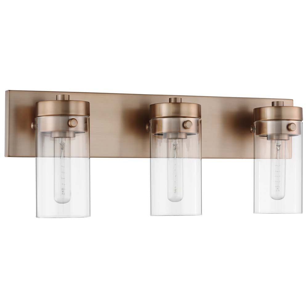 Intersection 3-Light Vanity Burnished Brass with Clear Glass
