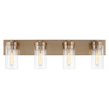 Intersection 4-Light Vanity Burnished Brass with Clear Glass - BulbAmerica
