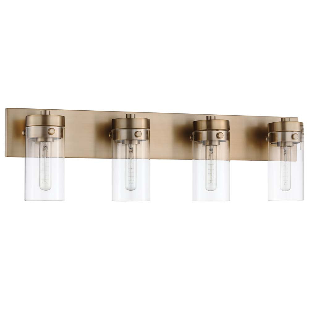 Intersection 4-Light Vanity Burnished Brass with Clear Glass