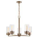 Intersection 5-Light Chandelier Burnished Brass with Clear Glass - BulbAmerica