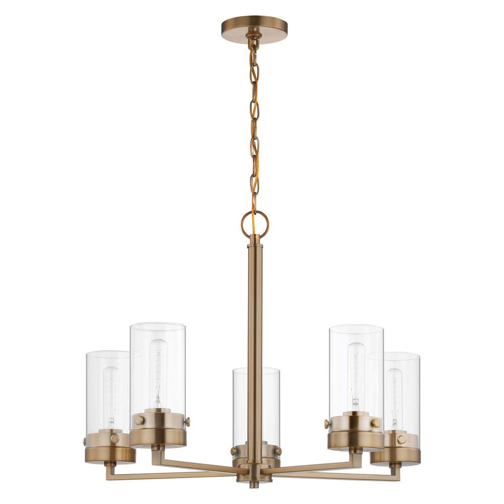 Intersection 5-Light Chandelier Burnished Brass with Clear Glass