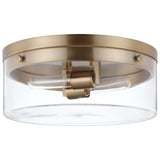 Intersection 60w Small Flush Mount Fixture Burnished Brass w/ Clear Glass