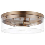 Intersection 60w Large Flush Mount Fixture Burnished Brass w/ Clear Glass