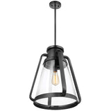 Everett 1-Light 18-in Pendant Matte Black with Clear Glass_1