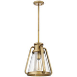 Everett 1-Light 10-in Pendant Natural Brass with Clear Glass