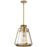 Everett 1-Light 14-in Pendant Natural Brass with Clear Glass
