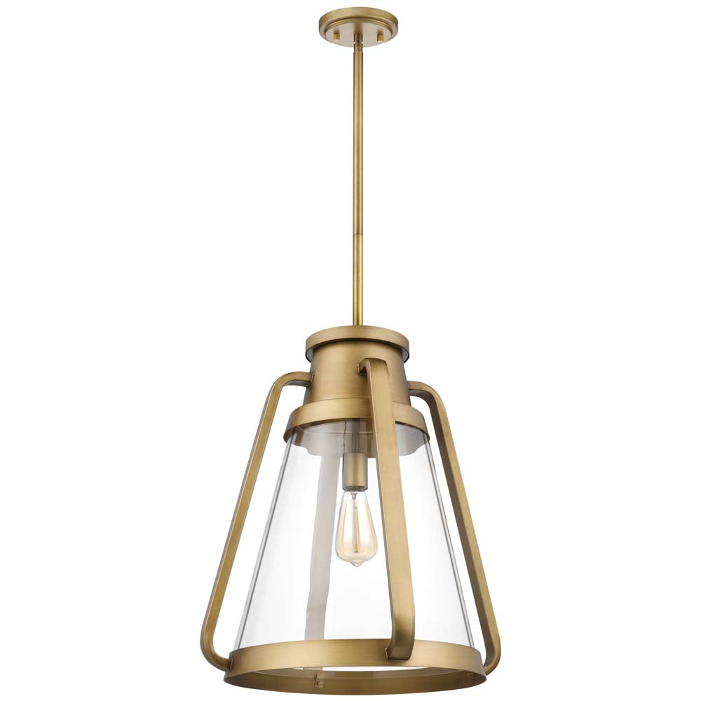 Everett 1-Light 18-in Pendant Natural Brass with Clear Glass
