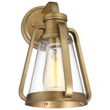 Everett 1-Light Small Wall Sconce Natural Brass with Clear Glass - BulbAmerica