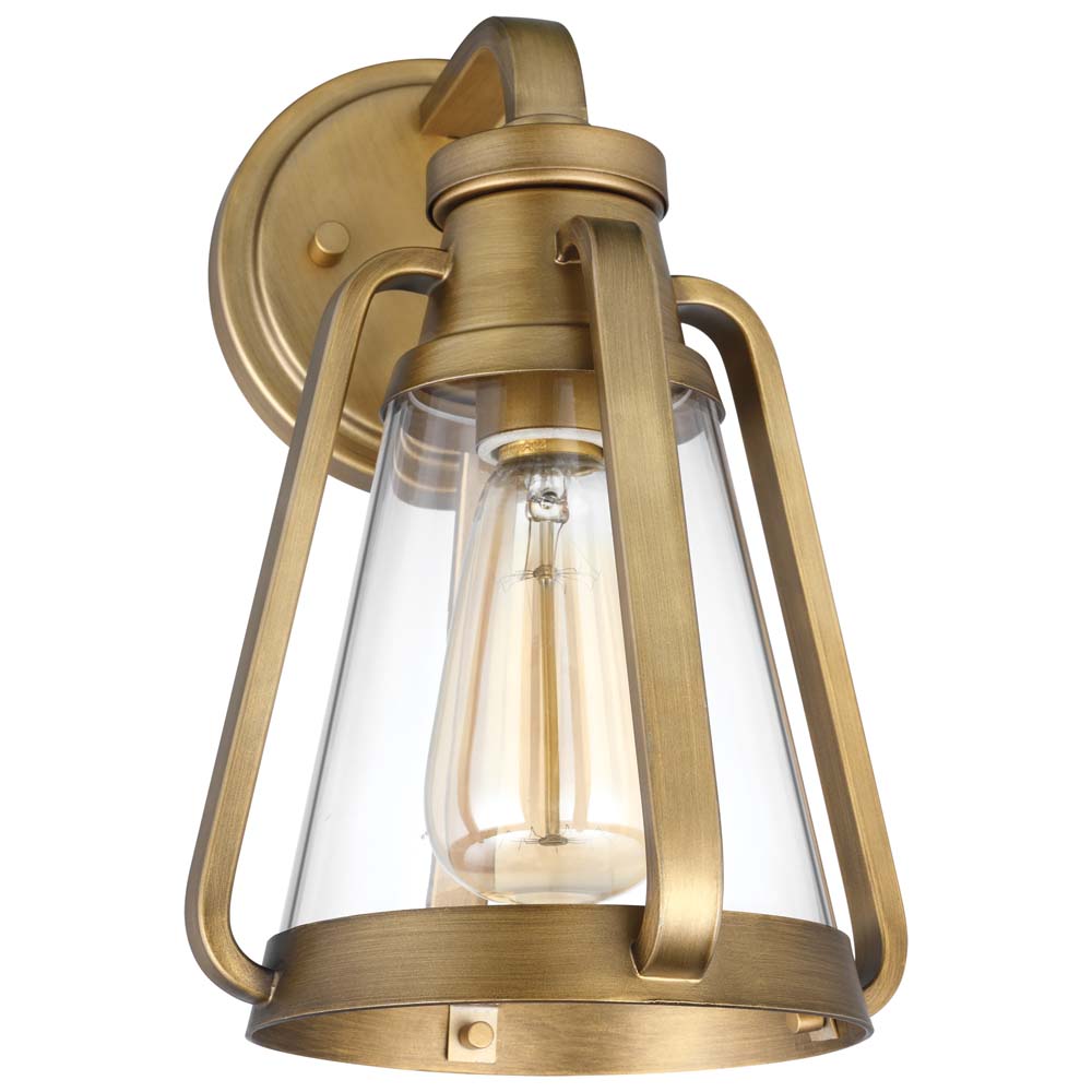 Everett 1-Light Small Wall Sconce Natural Brass with Clear Glass