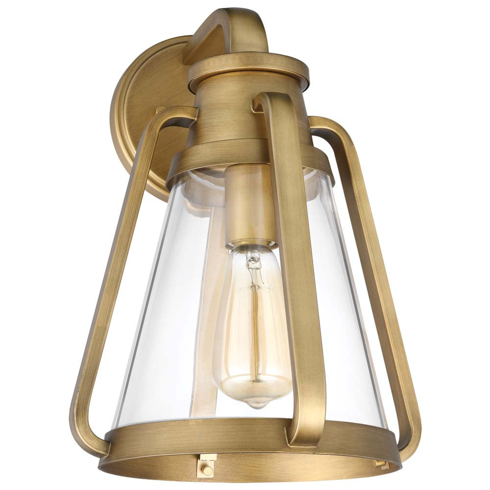 Everett 1-Light Large Wall Sconce Natural Brass with Clear Glass
