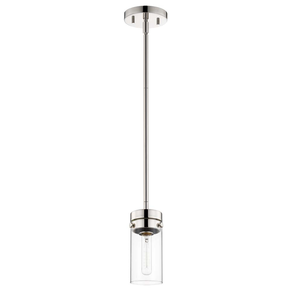 Intersection 1-Light Mini Pendant Polished Nickel with Clear Glass