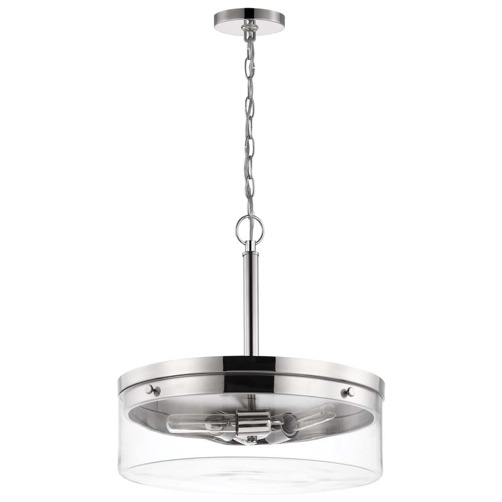 Intersection 3-Light Pendant Polished Nickel with Clear Glass