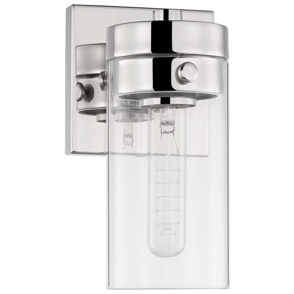 Intersection 1-Light Vanity Polished Nickel with Clear Glass