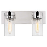 Intersection 2-Light Vanity Polished Nickel with Clear Glass - BulbAmerica