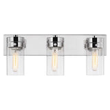 Intersection 3-Light Vanity Polished Nickel with Clear Glass - BulbAmerica