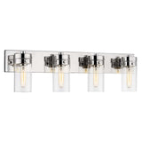 Intersection 4-Light Vanity Polished Nickel with Clear Glass - BulbAmerica