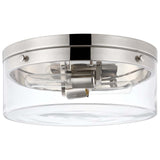 Intersection 60w Small Flush Mount Fixture Polished Nickel w/ Clear Glass