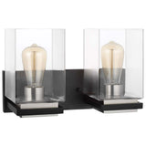 Crossroads 2-Light Vanity Matte Black with Clear Glass