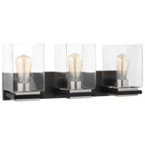 Crossroads 3-Light Vanity Matte Black with Clear Glass