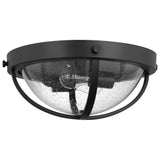 Lincoln 60w 2-Light Large Flush Mount Clear Seeded Glass E26 Base Black Finish