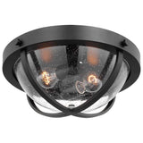 Lincoln 60w 2-Light Large Flush Mount Clear Seeded Glass E26 Base Black Finish - BulbAmerica