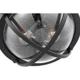 Lincoln 60w 2-Light Large Flush Mount Clear Seeded Glass E26 Base Black Finish_1