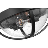 Lincoln 60w 2-Light Large Flush Mount Clear Seeded Glass E26 Base Black Finish_2