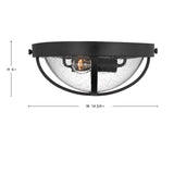Lincoln 60w 2-Light Large Flush Mount Clear Seeded Glass E26 Base Black Finish_3