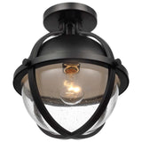 Lincoln 60w 1-Light Semi Flush Mount Clear Seeded Glass E26 Base Black Finish - BulbAmerica