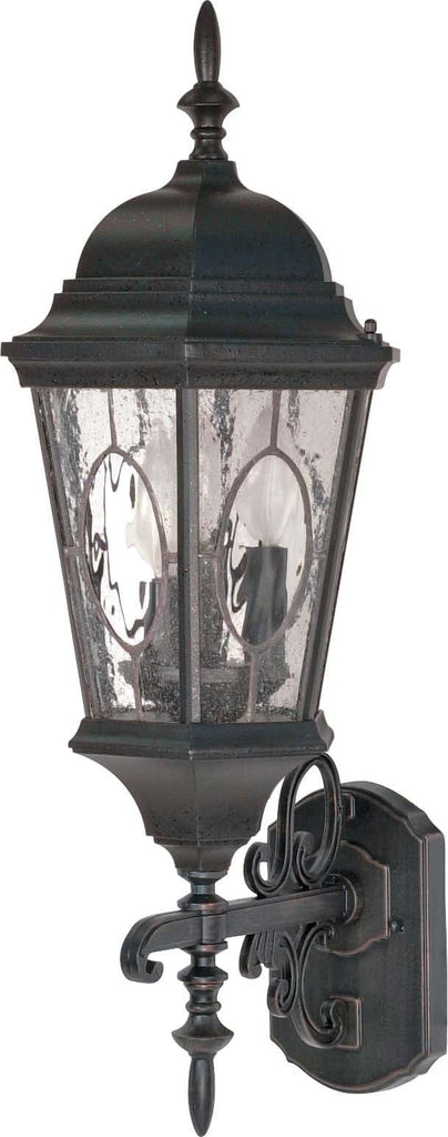 Nuvo Fordham - 3 Light - 25 inch - Wall Lantern - Arm Up w/ Clear Water & Seed Glass Panels
