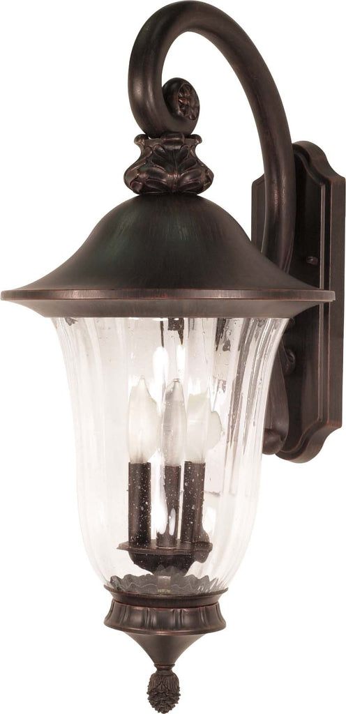 Nuvo Parisian - 3 Light - 27 inch - Wall Lantern - Arm Down w/ Fluted Seed Glass