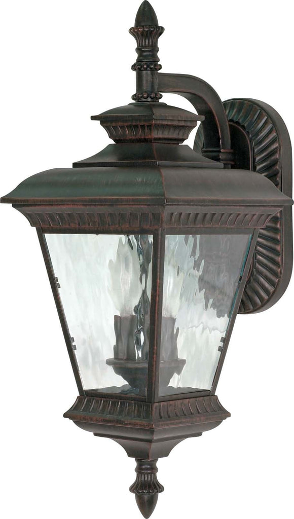Nuvo Charter - 2 Light - 22 inch - Wall Lantern - Arm Down w/ Clear Water Glass