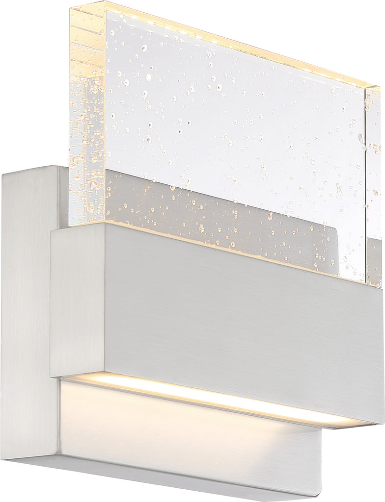 Nuvo Ellusion 15w LED Medium Wall Sconce w/ Seeded Glass in Polished Nickel