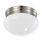 12w 7-in LED Flush Mount Fixture 3000K Dimmable Brushed Nickel Frosted Glass - BulbAmerica