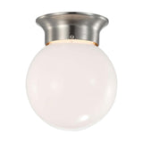 8w 6-in LED Flush Mount Fixture 3000K Dimmable Brushed Nickel Frosted Glass