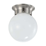 8w 6-in LED Flush Mount Fixture 3000K Dimmable Brushed Nickel Frosted Glass_1