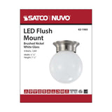 8w 6-in LED Flush Mount Fixture 3000K Dimmable Brushed Nickel Frosted Glass_4