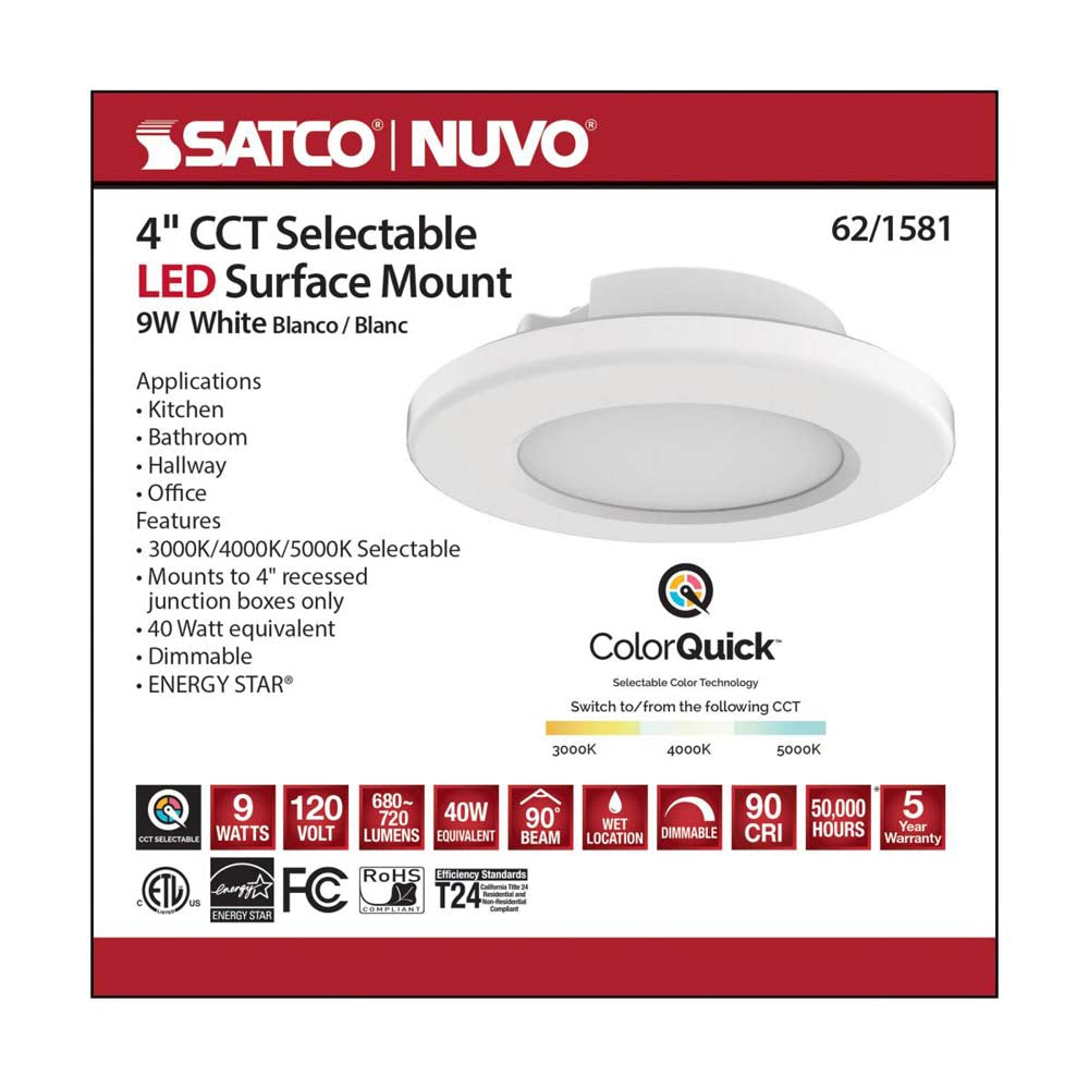 4-in LED Surface Mount Fixture CCT Selectable 3K/4K/5K White – BulbAmerica