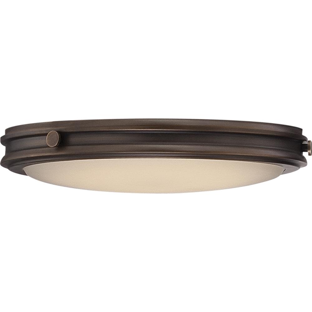 Houston - (1) LED Close-to-Ceiling Round Flush Mount Fixture Rustic Brass Finish