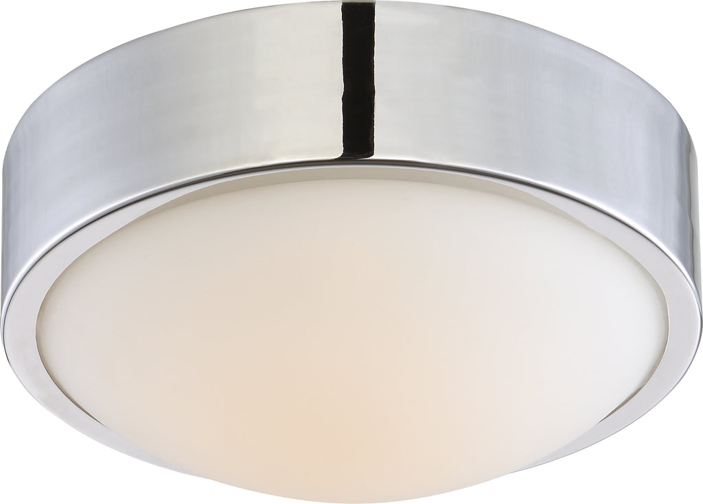 Nuvo Perk 9" LED Flush Mount Fixture w/ White Glass in Polished Nickel Finish