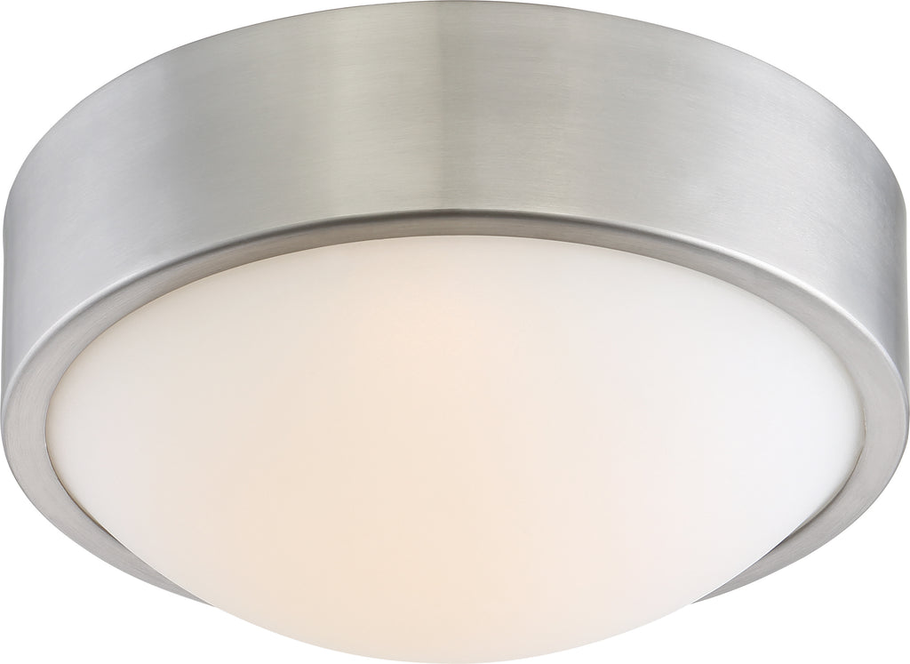 Nuvo Perk 9" LED Flush Mount Fixture w/ White Glass in Brushed Nickel Finish