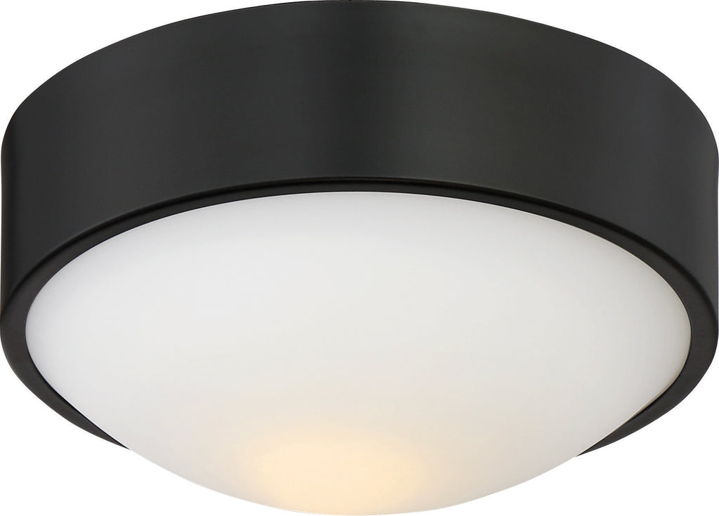 Nuvo Perk 9" LED Flush Mount Fixture w/ White Glass in Aged Bronze Finish