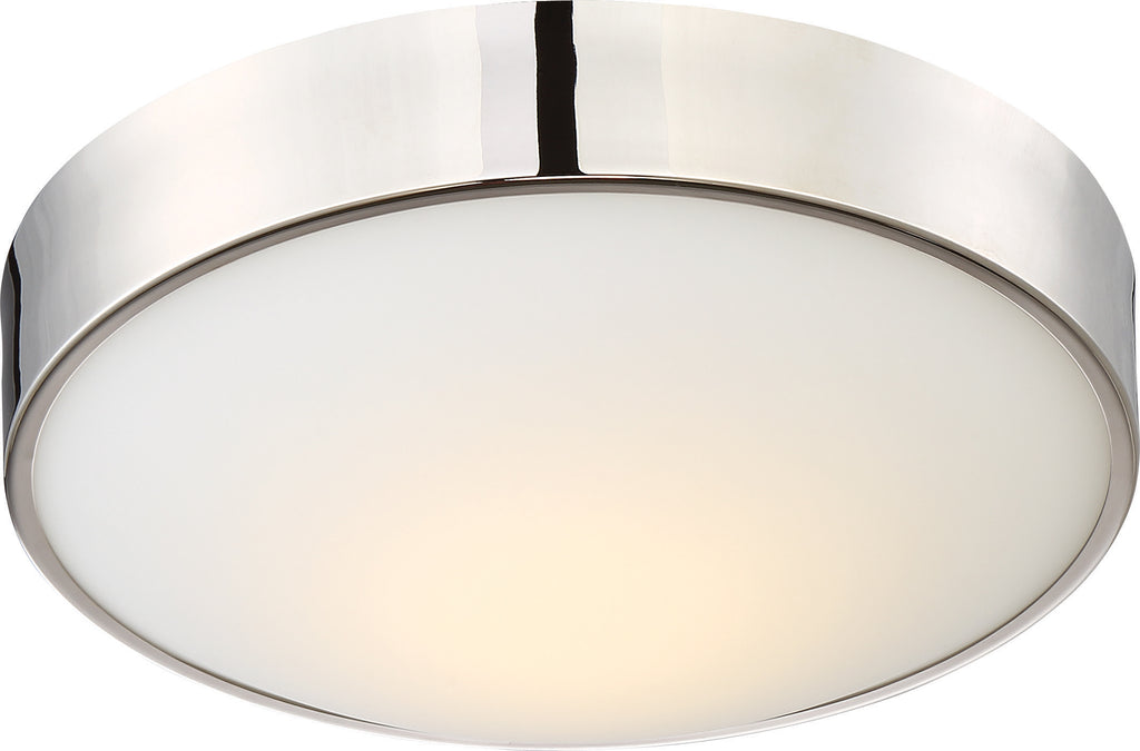 Nuvo Perk 13" LED Flush Mount Fixture w/White Glass in Polished Nickel Finish