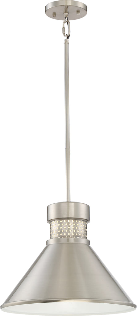 Nuvo Doral 1-Light 15w 11" Large LED Pendant w/ White Accent in Brushed Nickel