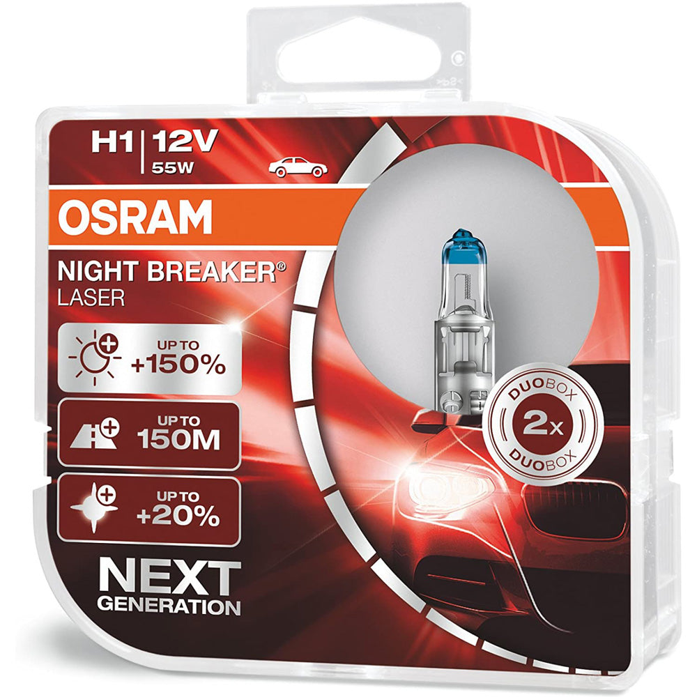 2-PK Osram H1 64150NL 55w 12v Night Breaker Laser Automotive Bulb –  BulbAmerica